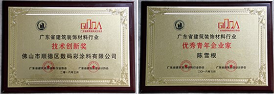 數(shù)碼彩漆再獲建筑裝飾行業(yè)兩項殊榮